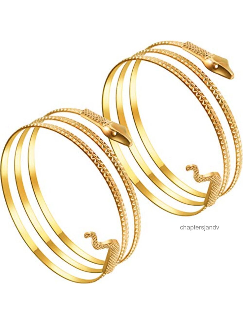Metal Snake Arm Cuff Bracelets Set of 2 Adjustable Egyptian Costume Jewelry